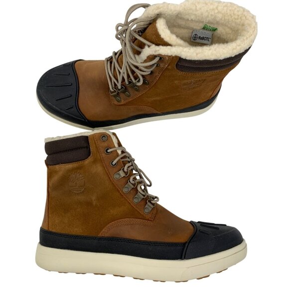 Timberland Mens Waterproof Leather & Rubber Winter Boots Size 8 GUC sherpa 8504